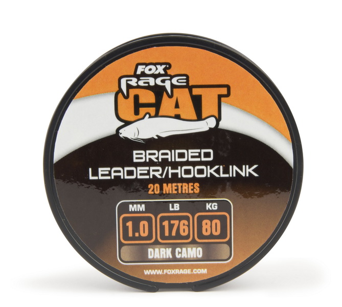 RAGE CAT BRAID LEADER/HOOKLINK DARK CAMO 1mm 80kg/176lb x 20m