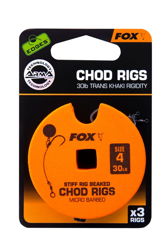 FOX STIFF CHOD RIG STANDARD BARBLESS X2 25lb Size8